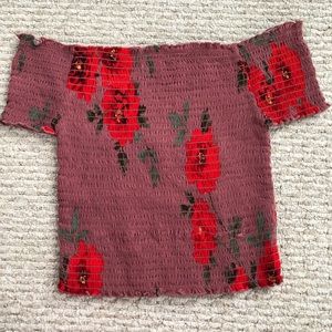 Pacsun floral off the shoulder tube top